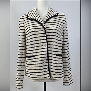 TALBOTS  Striped Blazer Cardigan Jacket Cotton Polyester Spandex Medium